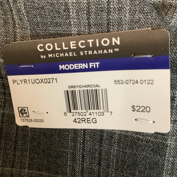 Michael Strahan Size 42 Regular Plaid Modern Fit Stretch Mens Gray Blazer. New - Picture 10 of 12